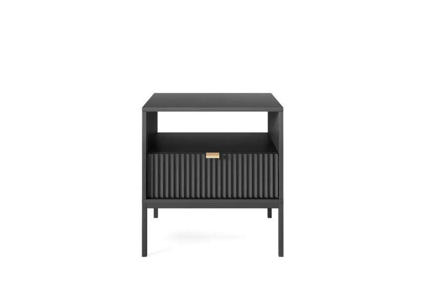 Тумба приліжкова Perfect Home Нова / Nova з 1 шухлядою і чорними ніжками S54 Чорний