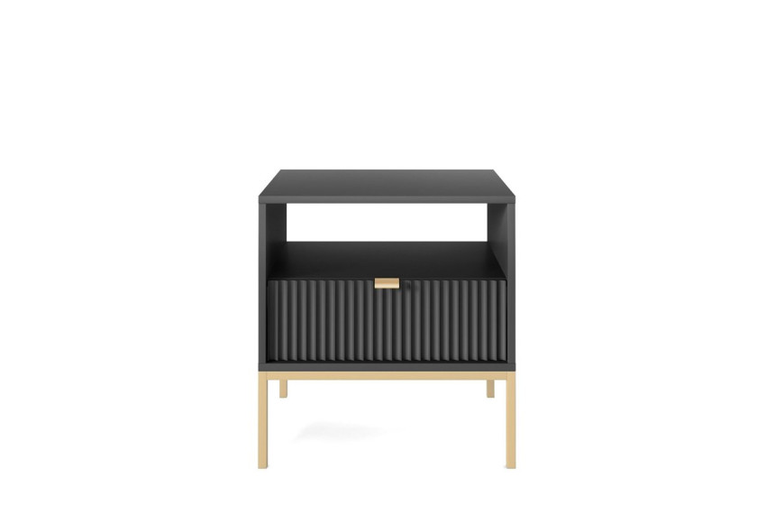 Тумба приліжкова Perfect Home Нова / Nova з 1 шухлядою і золотими ніжками S54 Чорний