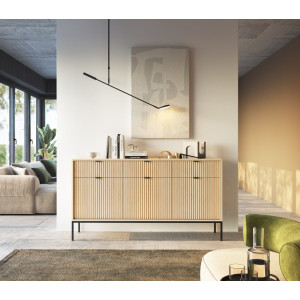 Комод Perfect Home Нова / Nova 3-дверний з 3 шухлядами і чорними ніжками KSZ154 Дуб віченца