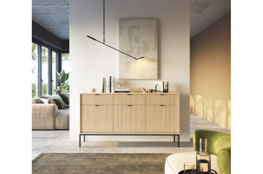 Комод Perfect Home Нова / Nova 3-дверний з 3 шухлядами і чорними ніжками KSZ154 Дуб віченца