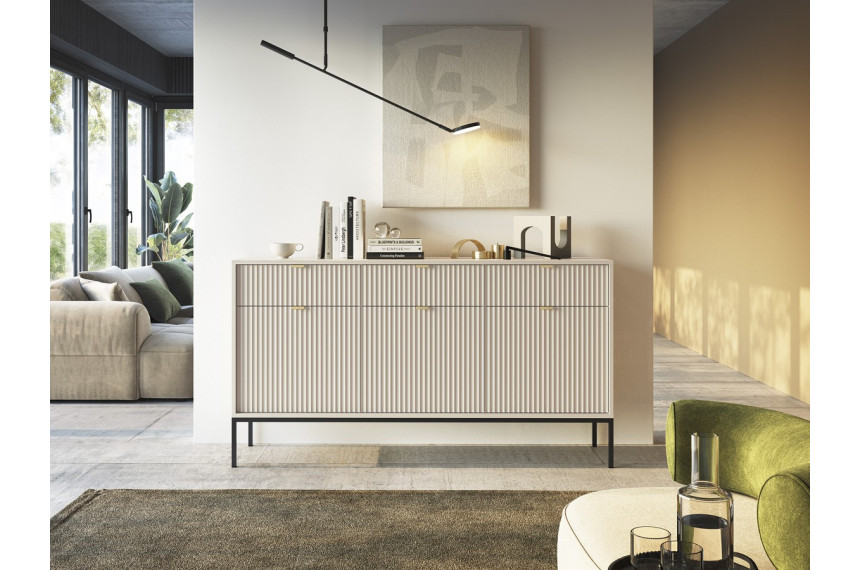 Комод Perfect Home Нова / Nova 3-дверний з 3 шухлядами і чорними ніжками KSZ154 Кашемір