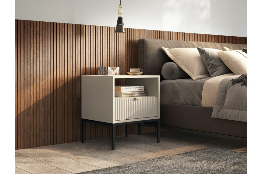 Тумба приліжкова Perfect Home Нова / Nova з 1 шухлядою і чорними ніжками S54 Кашемір