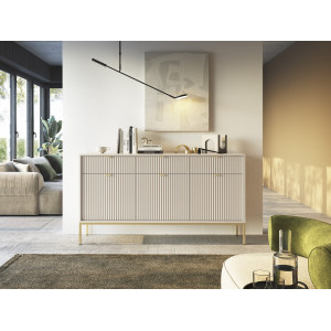 Комод Perfect Home Нова / Nova 3-дверний з 3 шухлядами і золотими ніжками KSZ154 Кашемір