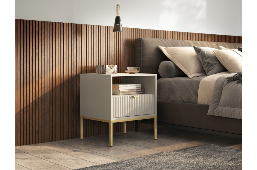 Тумба приліжкова Perfect Home Нова / Nova з 1 шухлядою і золотими ніжками S54 Кашемір