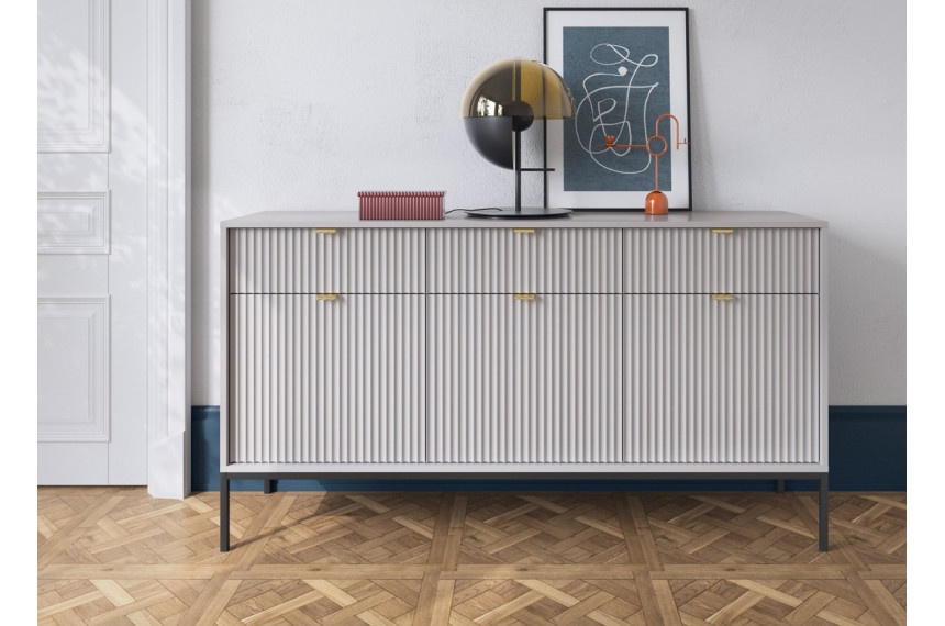 Комод Perfect Home Нова / Nova 3-дверний з 3 шухлядами і чорними ніжками KSZ154 Сірий