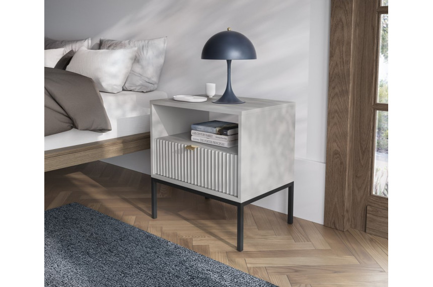 Тумба приліжкова Perfect Home Нова / Nova з 1 шухлядою і чорними ніжками S54 Сірий