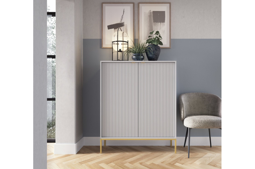 Комод високий Perfect Home Нова / Nova 2-дверний з золотими ніжками K104 Сірий