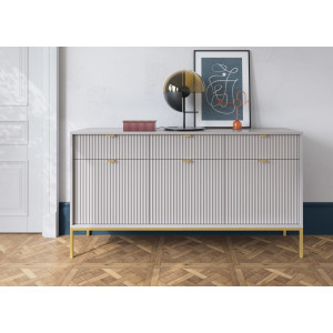 Комод Perfect Home Нова / Nova 3-дверний з 3 шухлядами і золотими ніжками KSZ154 Сірий