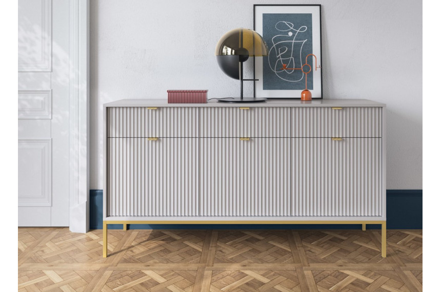 Комод Perfect Home Нова / Nova 3-дверний з 3 шухлядами і золотими ніжками KSZ154 Сірий
