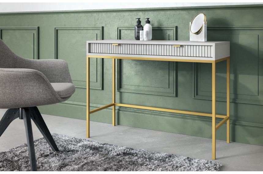 Стіл туалетний Perfect Home Нова / Nova з 2 шухлядами та золотими ніжками T104 Сірий
