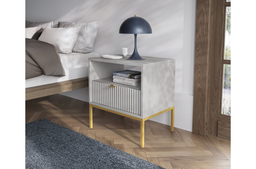 Тумба приліжкова Perfect Home Нова / Nova з 1 шухлядою і золотими ніжками S54 Сірий