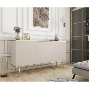 Комод Perfect Home Оро / Oro 3-дверний з золотими ніжками K160 Бежевий