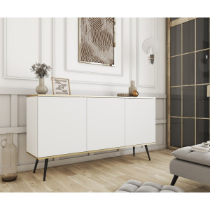 Комод Perfect Home Оро / Oro 3-дверний з чорними ніжками K160 Білий