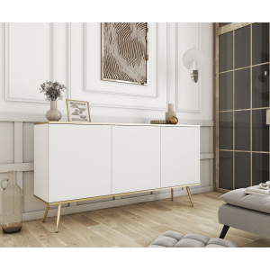 Комод Perfect Home Оро / Oro 3-дверний з золотими ніжками K160 Білий