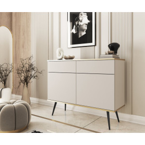 Комод Perfect Home Оро / Oro 2-дверний з 2 шухлядами і чорними ніжками KSZ107 Бежевий