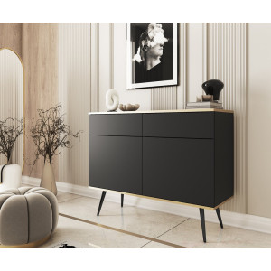 Комод Perfect Home Оро / Oro 2-дверний з 2 шухлядами і чорними ніжками KSZ107 Чорний