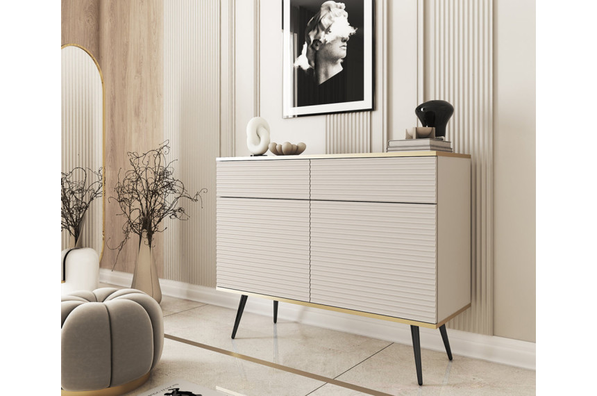Комод Perfect Home Оро / Oro 2-дверний з 2 шухлядами і чорними ніжками KSZ107 MDF Бежевий