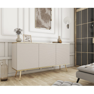 Комод Perfect Home Оро / Oro 3-дверний з золотими ніжками K160 MDF Бежевий