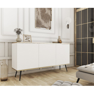 Комод Perfect Home Оро / Oro 3-дверний з чорними ніжками K160 MDF Білий