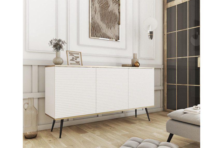 Комод Perfect Home Оро / Oro 3-дверний з чорними ніжками K160 MDF Білий