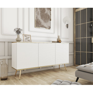 Комод Perfect Home Оро / Oro 3-дверний з золотими ніжками K160 MDF Білий