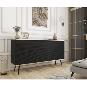 Комод Perfect Home Оро / Oro 3-дверний з чорними ніжками K160 MDF Чорний