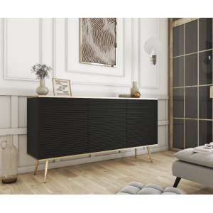 Комод Perfect Home Оро / Oro 3-дверний з золотими ніжками K160 MDF Чорний