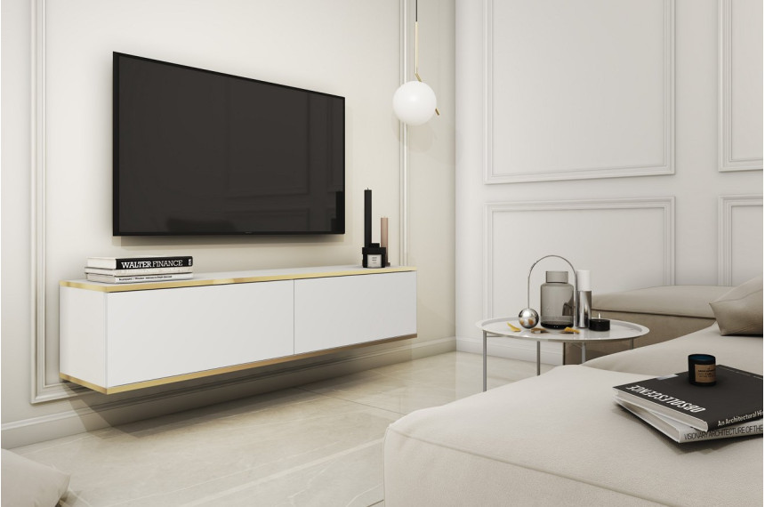 Тумба під телевізор навісна Perfect Home Оро / Oro 2-дверна RTV135 Білий