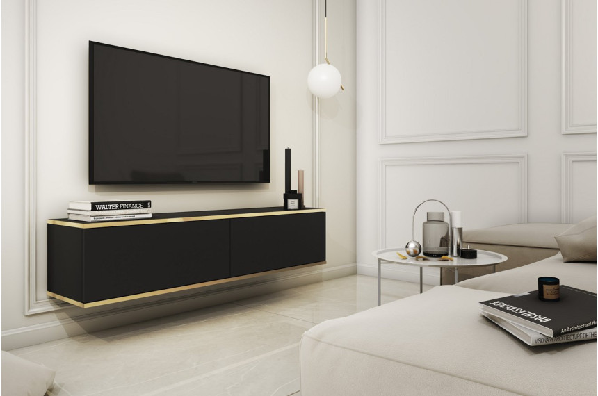 Тумба під телевізор навісна Perfect Home Оро / Oro 2-дверна RTV135 Чорний