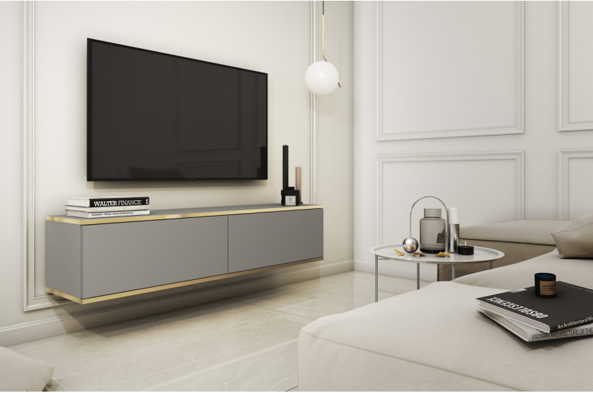 Тумба під телевізор навісна Perfect Home Оро / Oro 2-дверна RTV135 Сірий