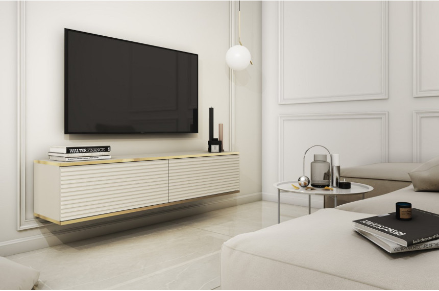 Тумба під телевізор навісна Perfect Home Оро / Oro 2-дверна RTV135 MDF Бежевий