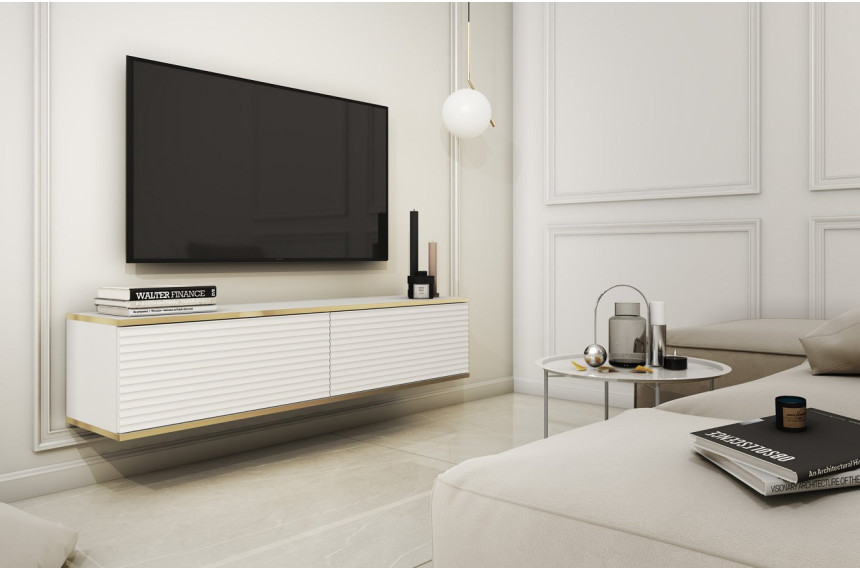 Тумба під телевізор навісна Perfect Home Оро / Oro 2-дверна RTV135 MDF Білий