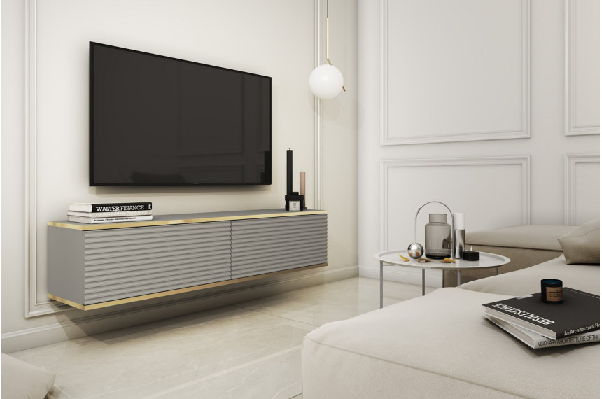 Тумба під телевізор навісна Perfect Home Оро / Oro 2-дверна RTV135 MDF Сірий