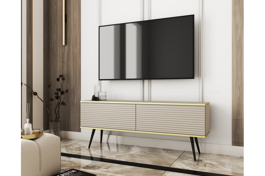 Тумба під телевізор Perfect Home Оро / Oro 2-дверна з чорними ніжками RTV135 MDF Бежевий
