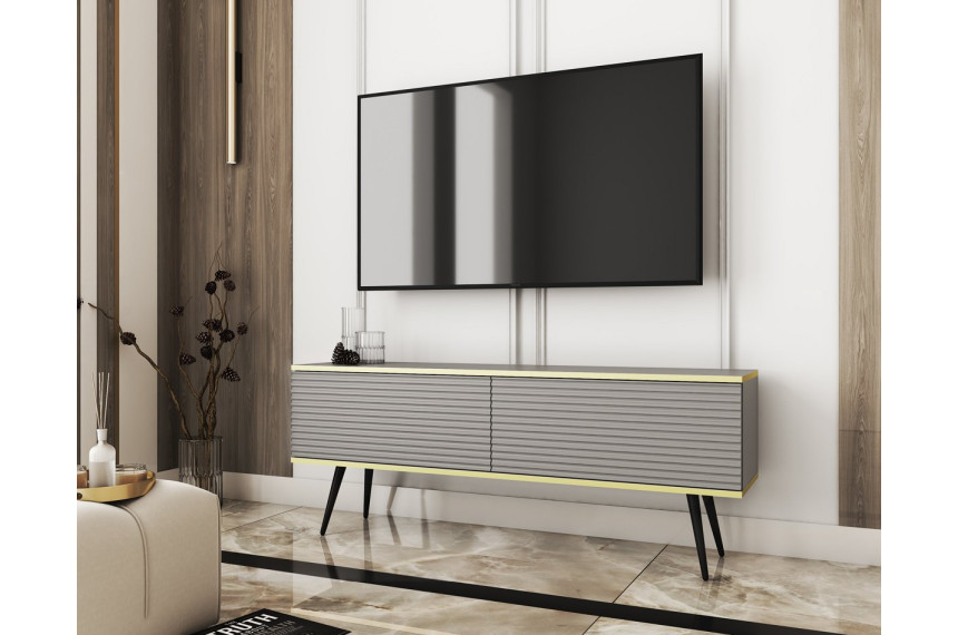 Тумба під телевізор Perfect Home Оро / Oro 2-дверна з чорними ніжками RTV135 MDF Сірий