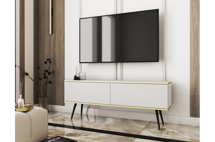 Тумба під телевізор Perfect Home Оро / Oro 2-дверна з чорними ніжками RTV135 Білий