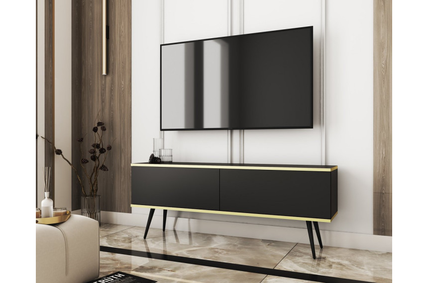 Тумба під телевізор Perfect Home Оро / Oro 2-дверна з чорними ніжками RTV135 Чорний