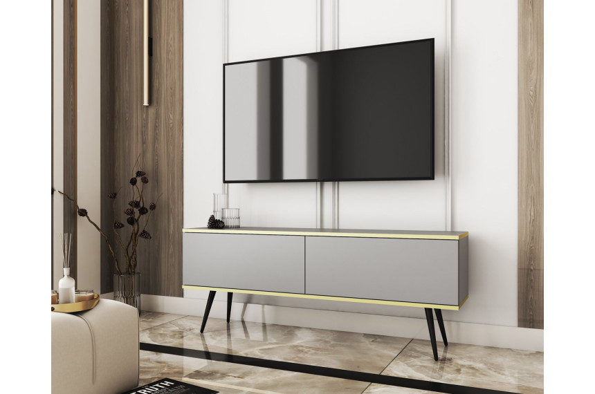 Тумба під телевізор Perfect Home Оро / Oro 2-дверна з чорними ніжками RTV135 Сірий
