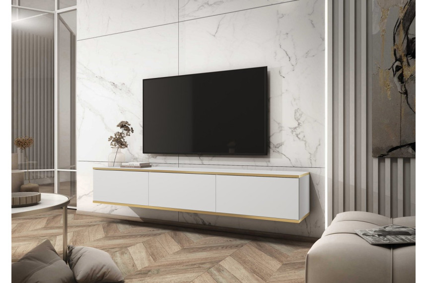 Тумба під телевізор навісна Perfect Home Оро / Oro 3-дверна RTV175 Білий