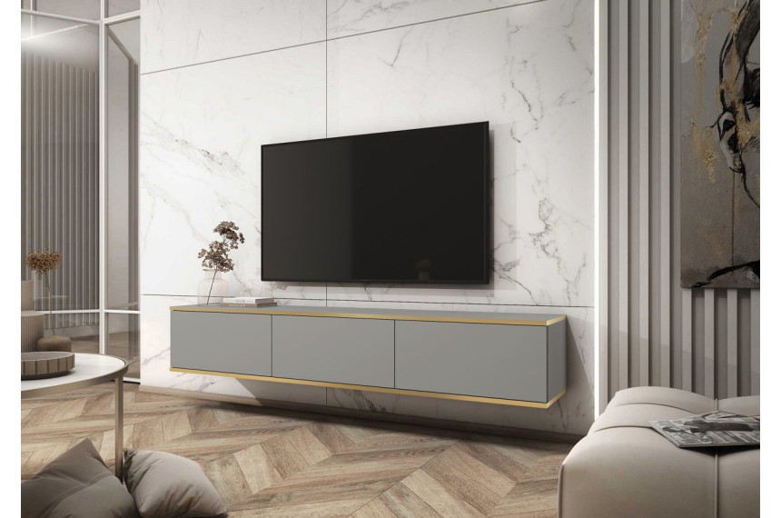 Тумба під телевізор навісна Perfect Home Оро / Oro 3-дверна RTV175 Сірий