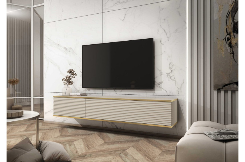 Тумба під телевізор навісна Perfect Home Оро / Oro 3-дверна RTV175 MDF Бежевий
