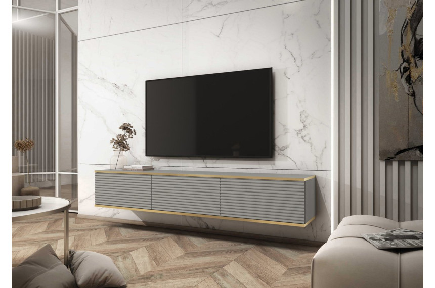 Тумба під телевізор навісна Perfect Home Оро / Oro 3-дверна RTV175 MDF Сірий