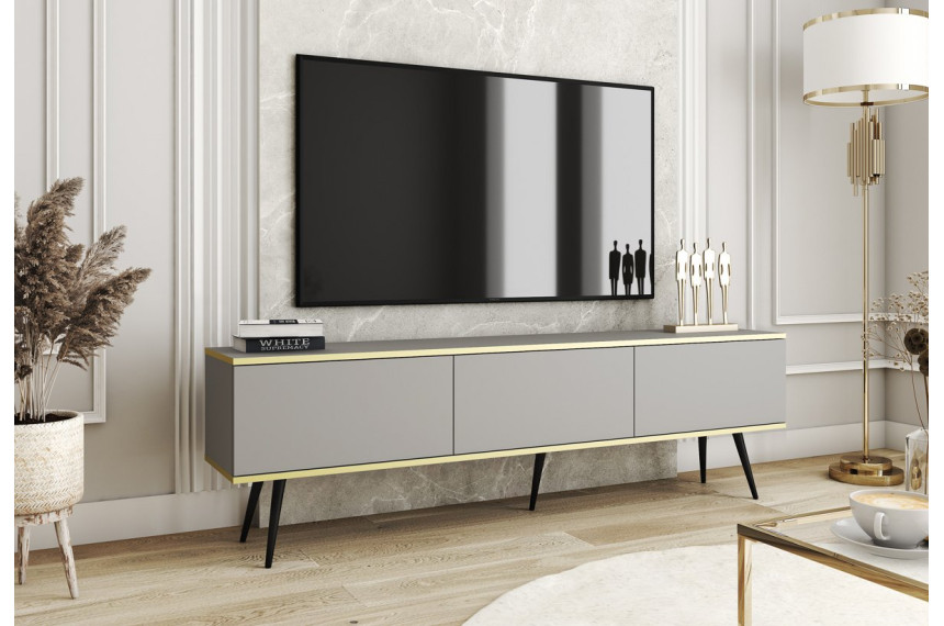 Тумба під телевізор Perfect Home Оро / Oro 3-дверна з чорними ніжками RTV175 Сірий