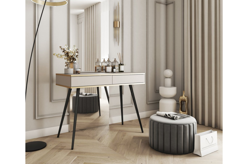 Стіл туалетний Perfect Home Оро / Oro з 2 шухлядами і чорними ніжками T102 Бежевий