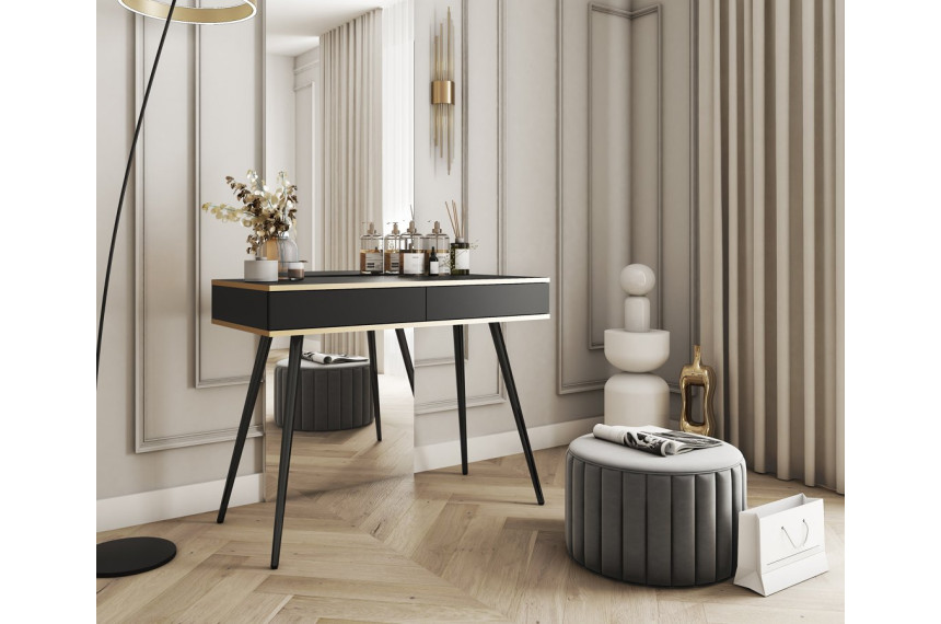 Стіл туалетний Perfect Home Оро / Oro з 2 шухлядами і чорними ніжками T102 Чорний
