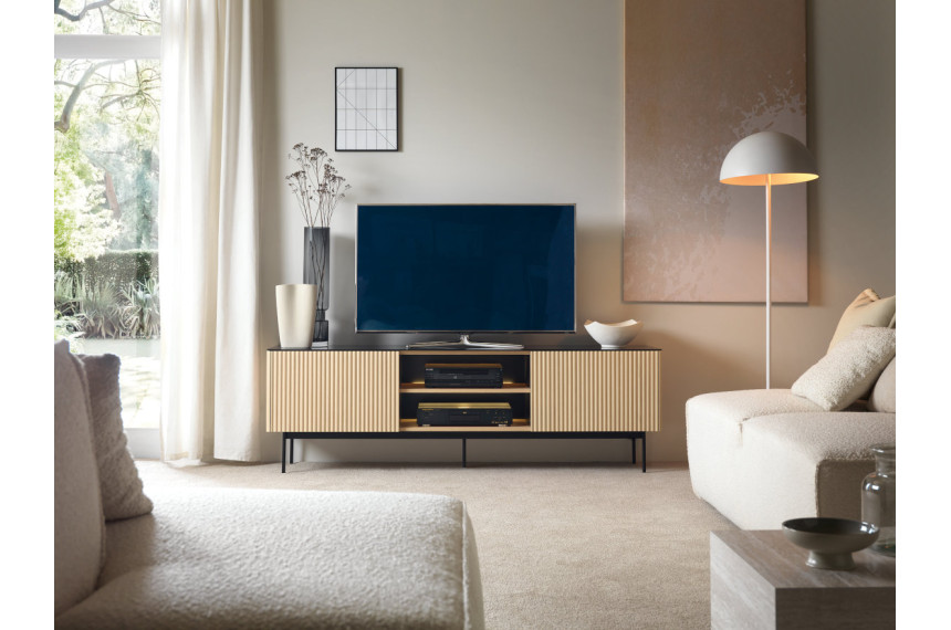 Тумба під ТВ з підсвіткою Perfect Home Орта / Orta RTV180 2-дверна Дуб віченца