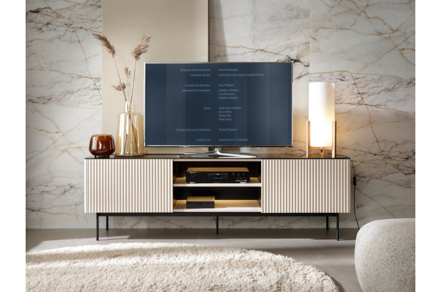 Тумба під ТВ з підсвіткою Perfect Home Орта / Orta RTV180 2-дверна Кашемір
