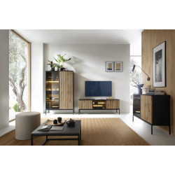 Модульна вітальня Сенто / Sento Чорний/дуб вотан Perfect Home Польща