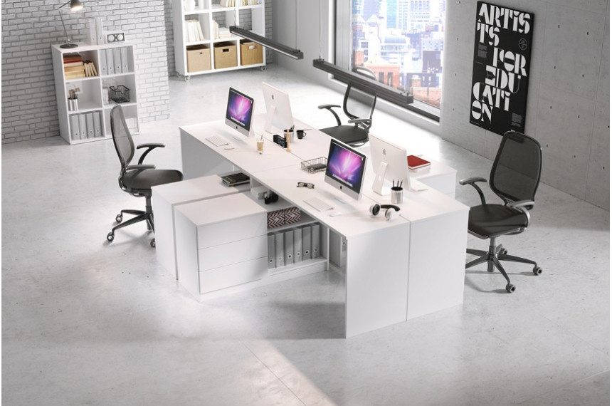 Стіл офісний письмовий Perfect Home Тео / Teo 3S/138 з 3 шухлядами Білий