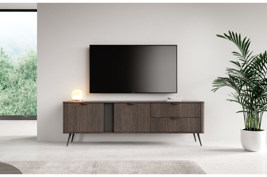 Тумба під ТВ Perfect Home Веріс / Veris 2D2S/195 2-дверна з 2 шухлядами Дуб дунін/чорний